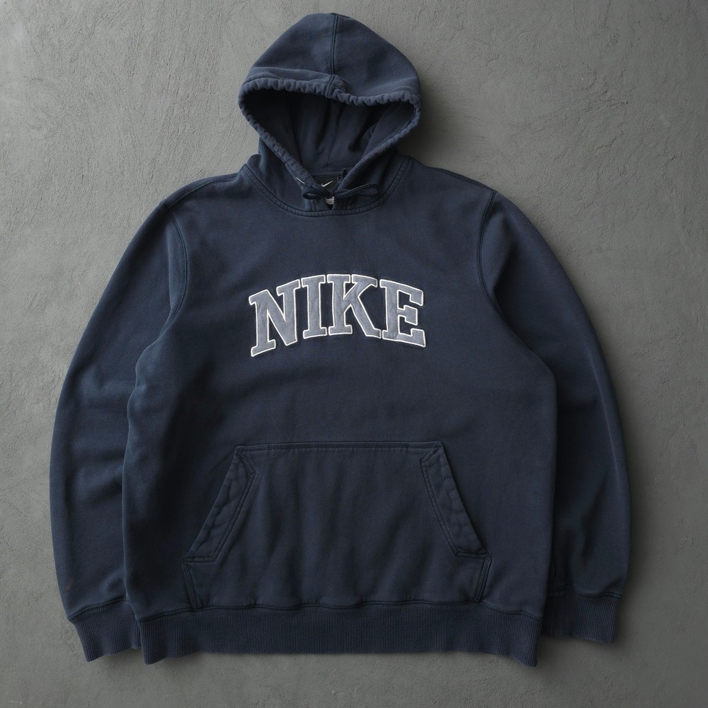 2010s Nike Navy Hoodie XL Spellout Pullover